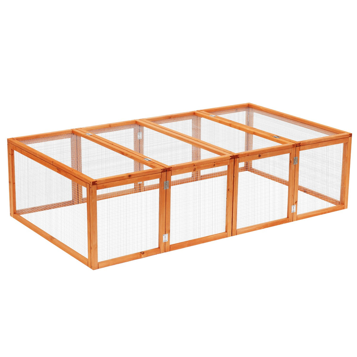 Outdoor enclosure rabbit hutch small animal fir wood natural 181x100x48cm