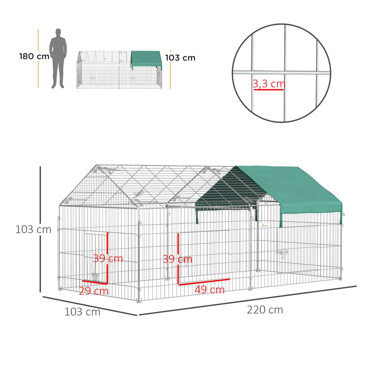 Outdoor enclosure, small animal enclosure, guinea pig enclosure, playpen with cover, outdoor enclosure, small animal enclosure for small animals, steel