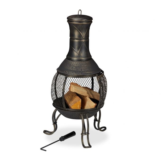 Outdoor fireplace gold-coloured