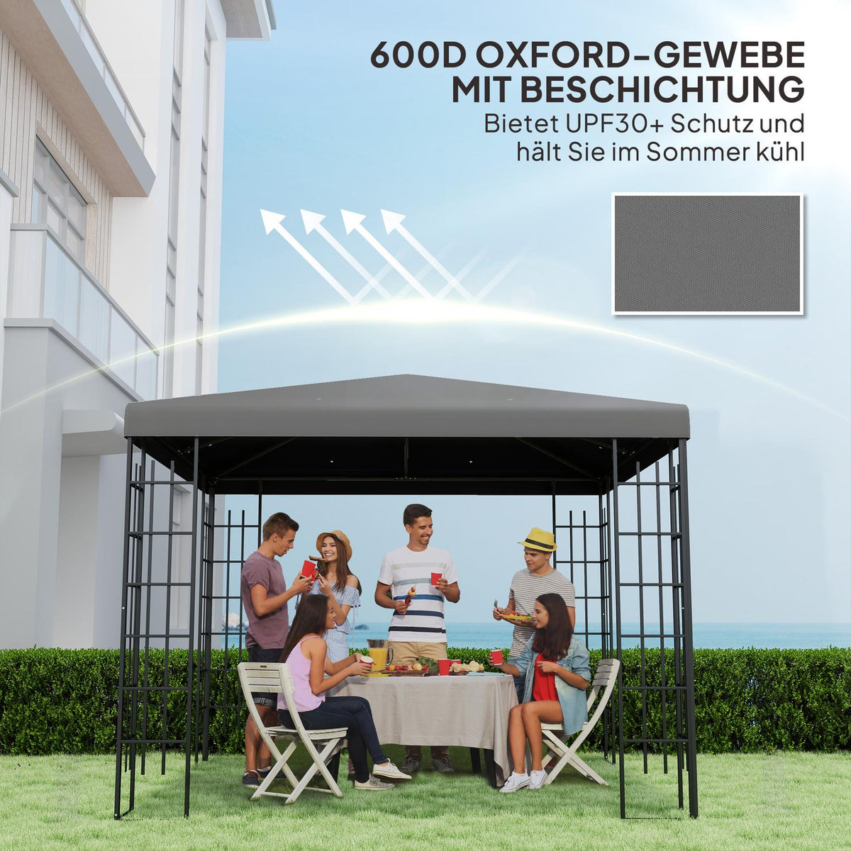 Outsuuny Replacement Roof for Gazebo 3x3m Waterproof Gazebo Roof Replacement Cover for Garden Gazebo Oxford Fabric Replacement Parts 370gsm Dark Gray