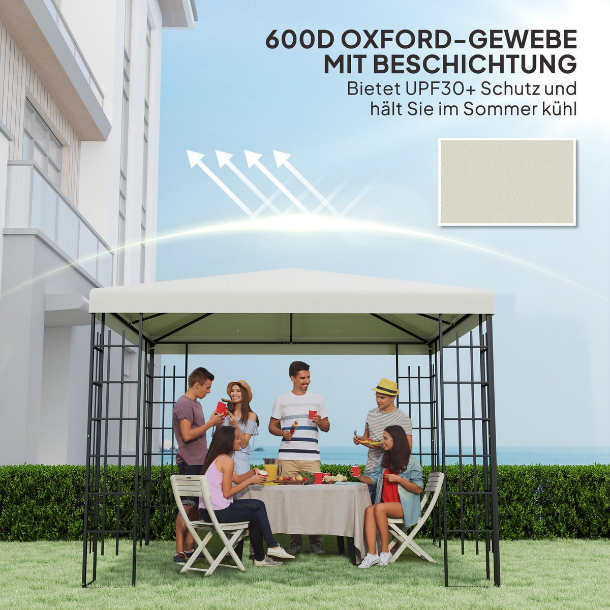 Outsuuny Replacement Roof for Gazebo 3x3m Waterproof Gazebo Roof Replacement Cover for Garden Gazebo Oxford Fabric Replacement Parts 370gsm Light Gray
