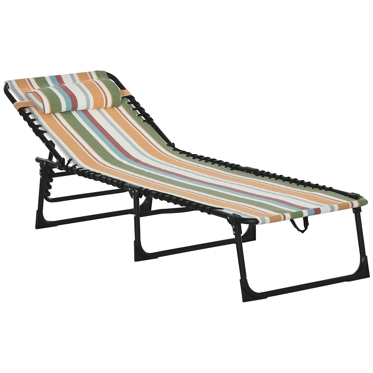 Outsuuny sun lounger folding garden lounger, deck chair with 4-way adjustable backrest, weatherproof camping lounger can hold up to 120 kg, for garden beach pool, multi-colored