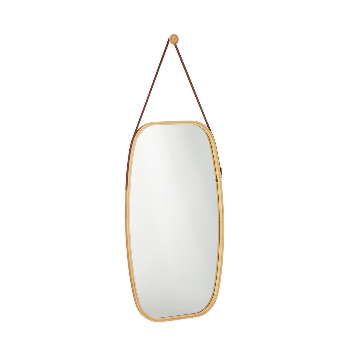 Oval wall mirror with strap