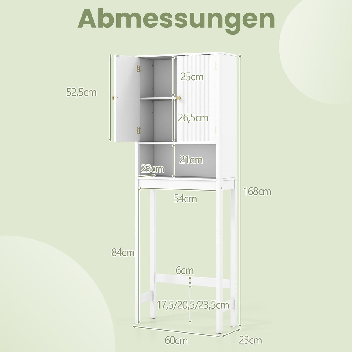 Over-The-Toilet Cabinet, Adjustable Shelf, White MDF
