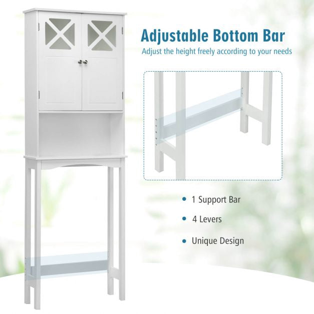 Over Toilet Bathroom Storage Cabinet, 3-Tier, Glass Doors
