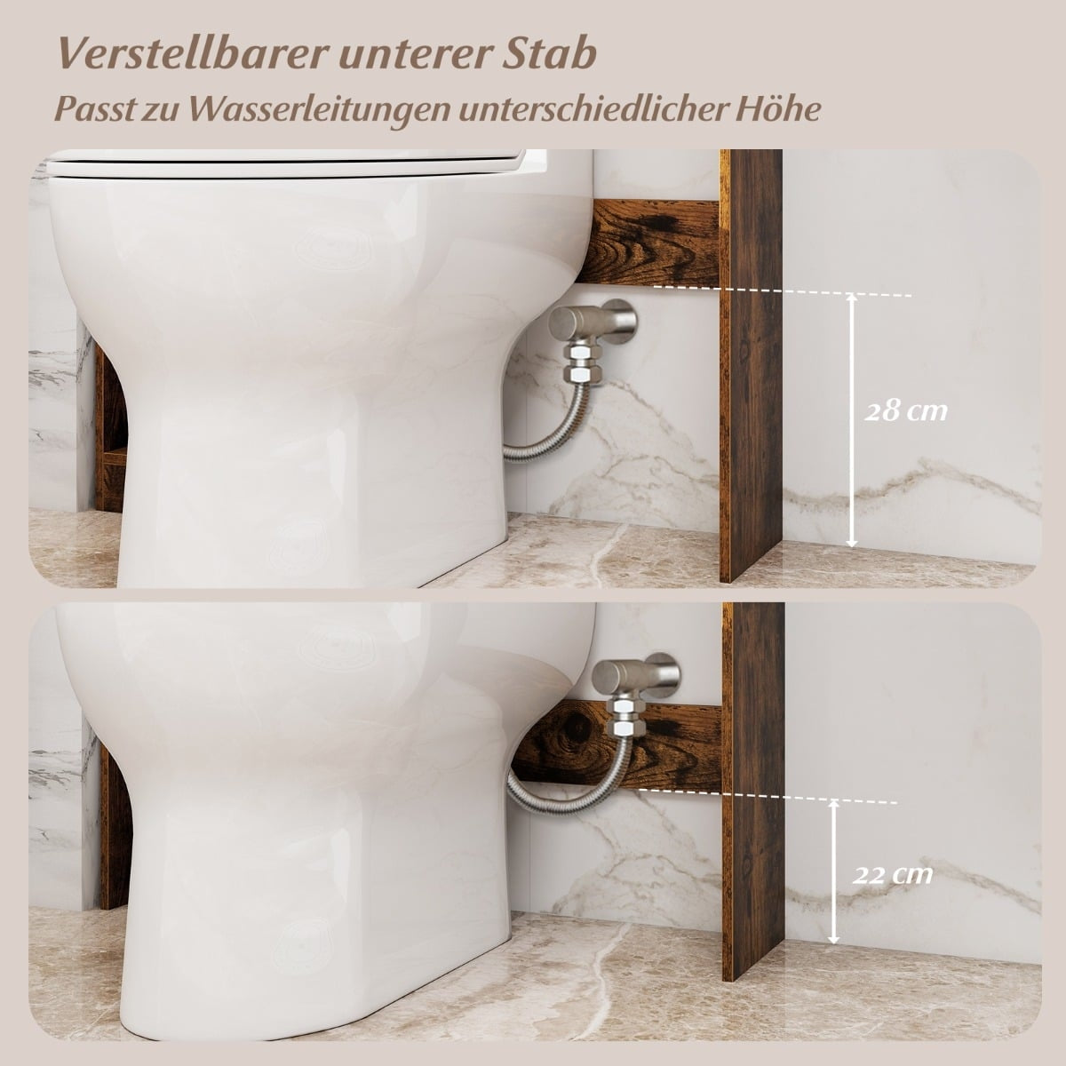 Over-Toilet Storage Cabinet, LED Light, Adjustable Shelves