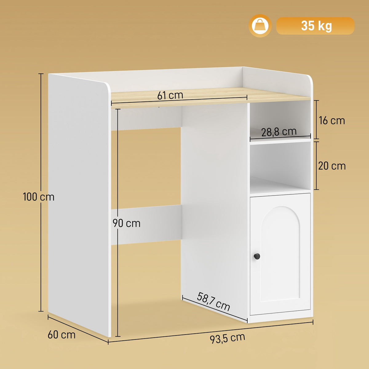 Over-Washer Cabinet with Soft-Close Hinges, White/Natural