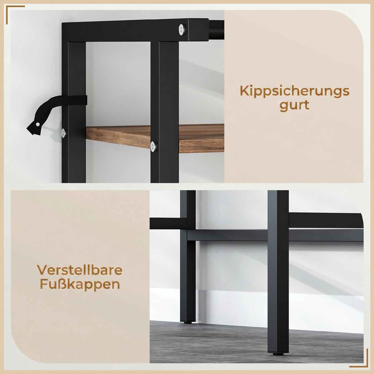 Over-Washer Storage Shelf with Drying Rod, 3-Tier, Brown