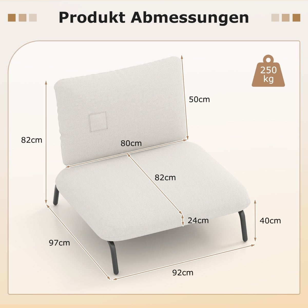 Oversized Accent Chair, Wide Seat, 250kg Capacity, Beige