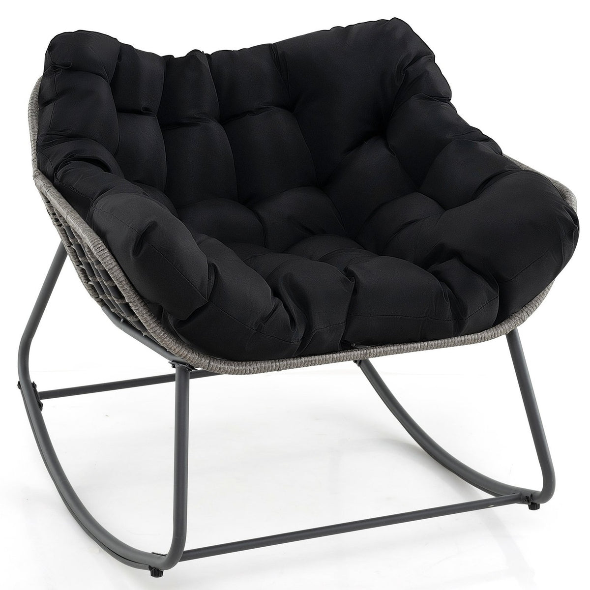 Oversized Black Rocking Chair with Removable Cushion