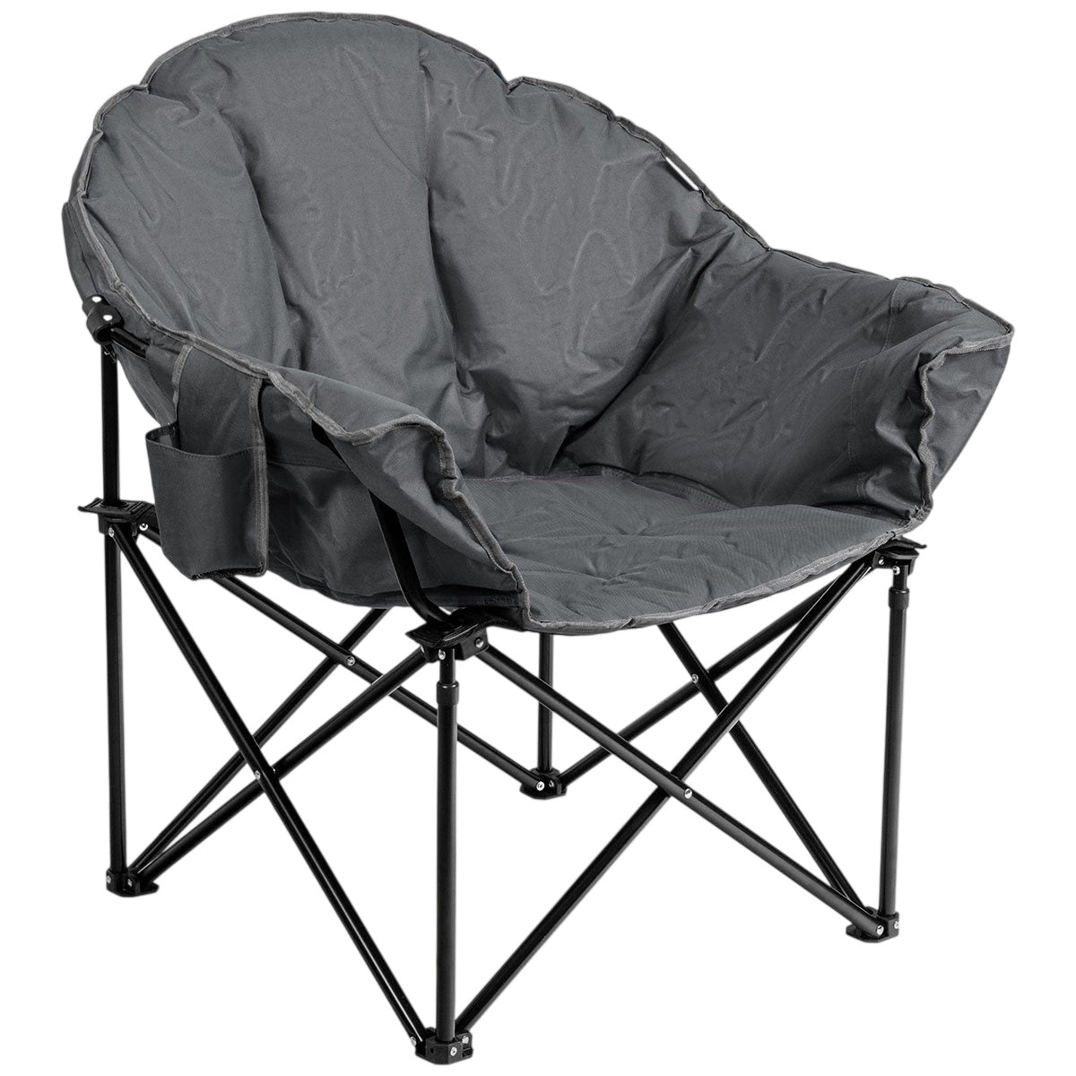 Oversized Folding Camping Chair with Cup Holder, Grey