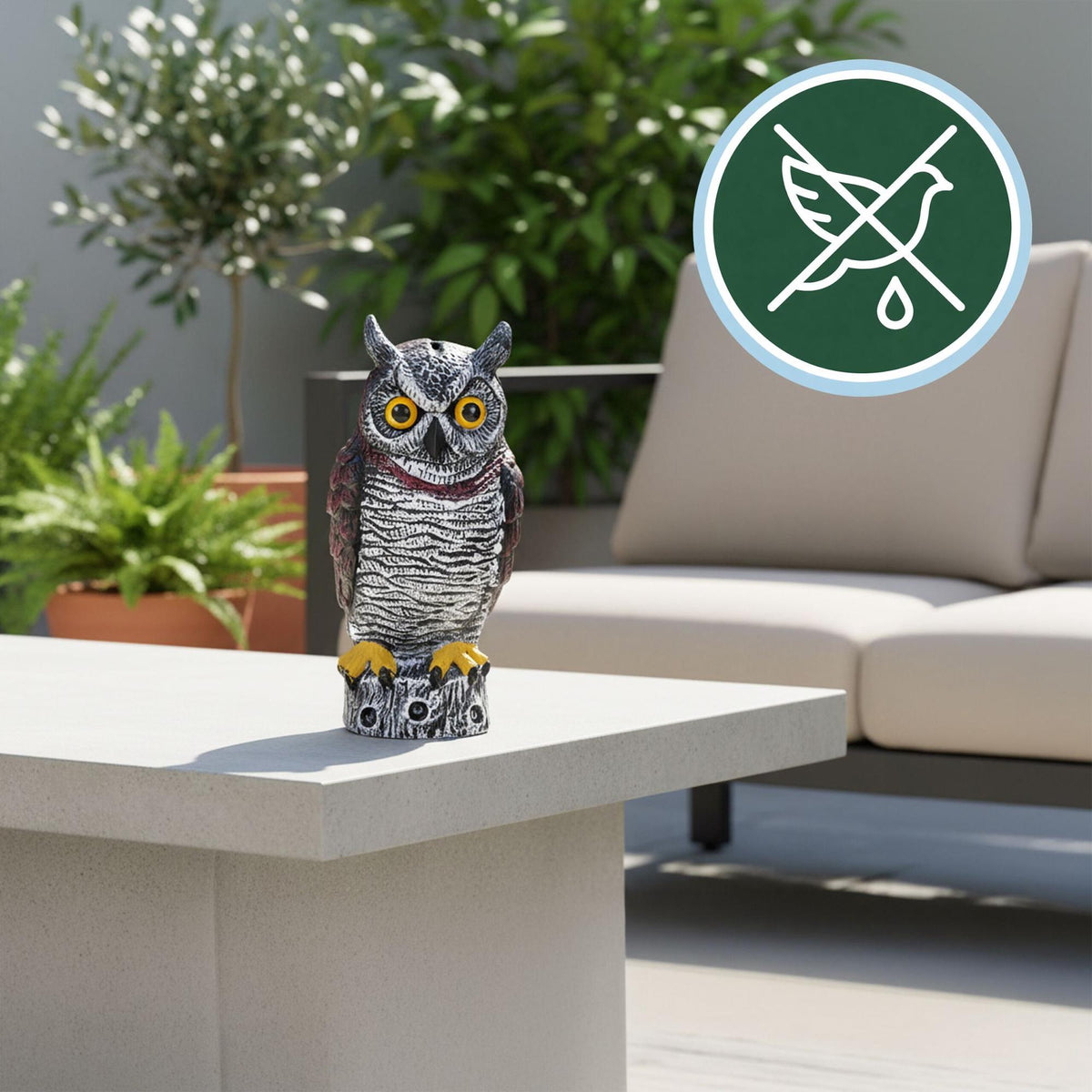 Owl Bird Deterrent Decoy, 34 cm, Realistic Design