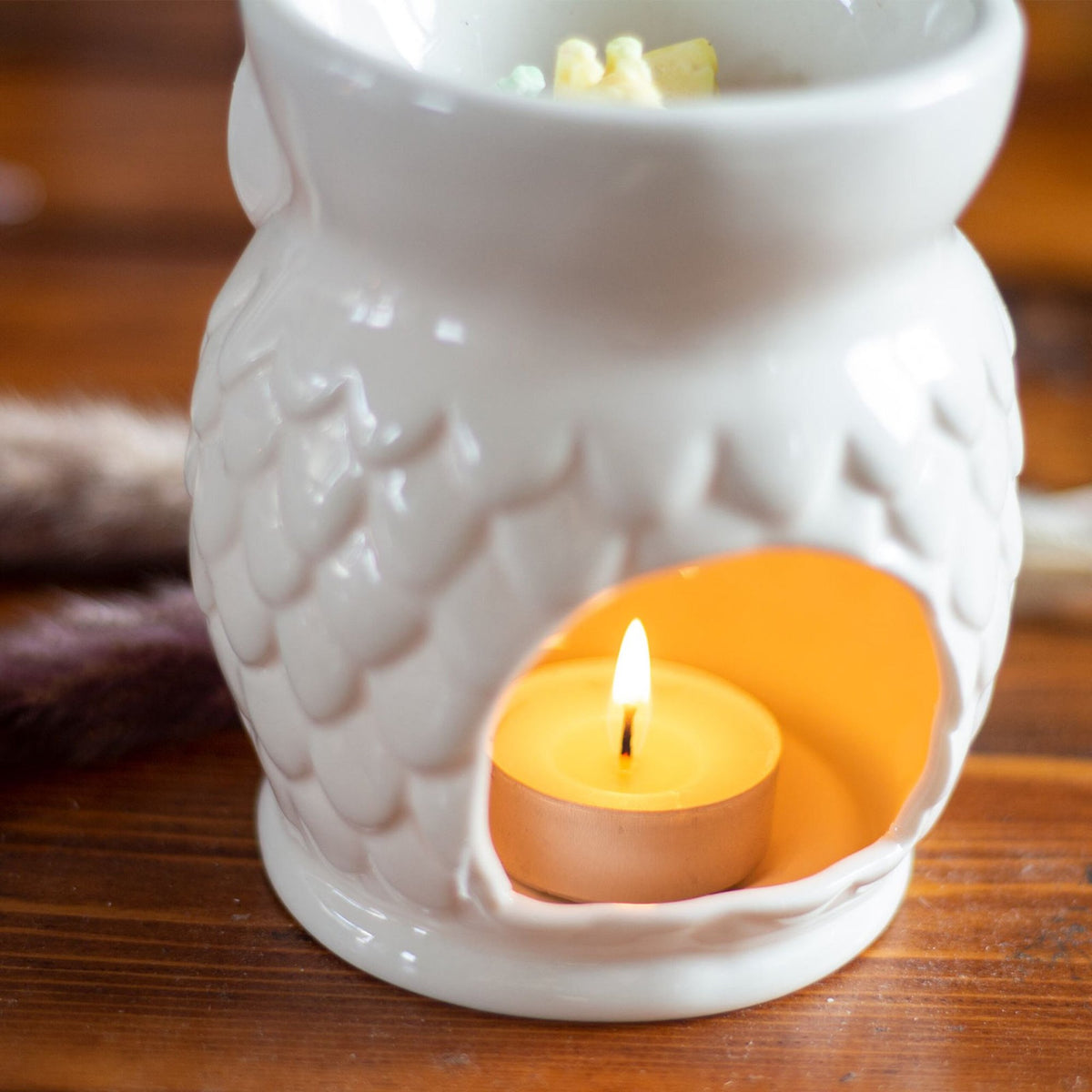 Owl Tealight Scent Lamp – Ceramic Aromatherapy Decor