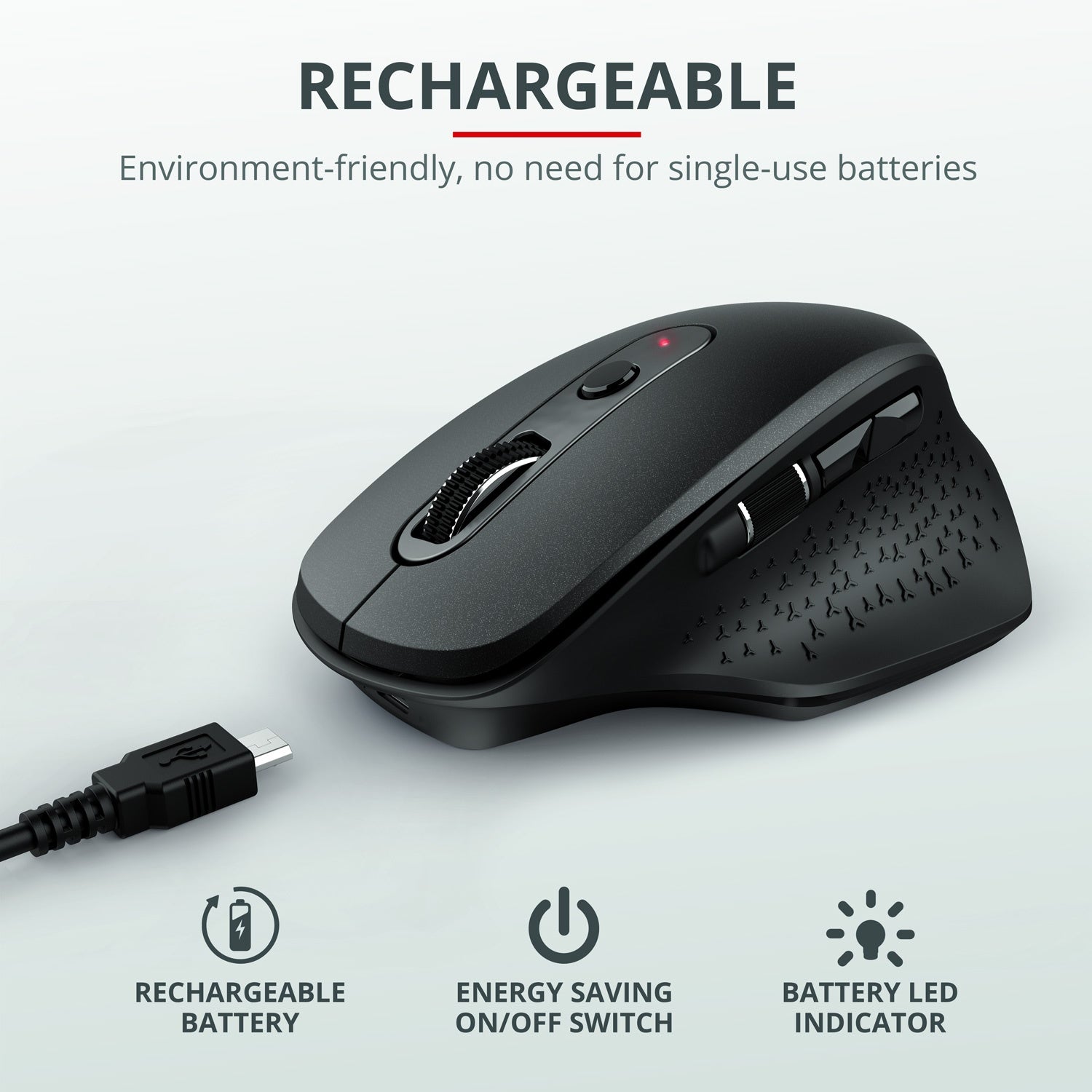 Ozaa Wireless mouse rechargeable Black