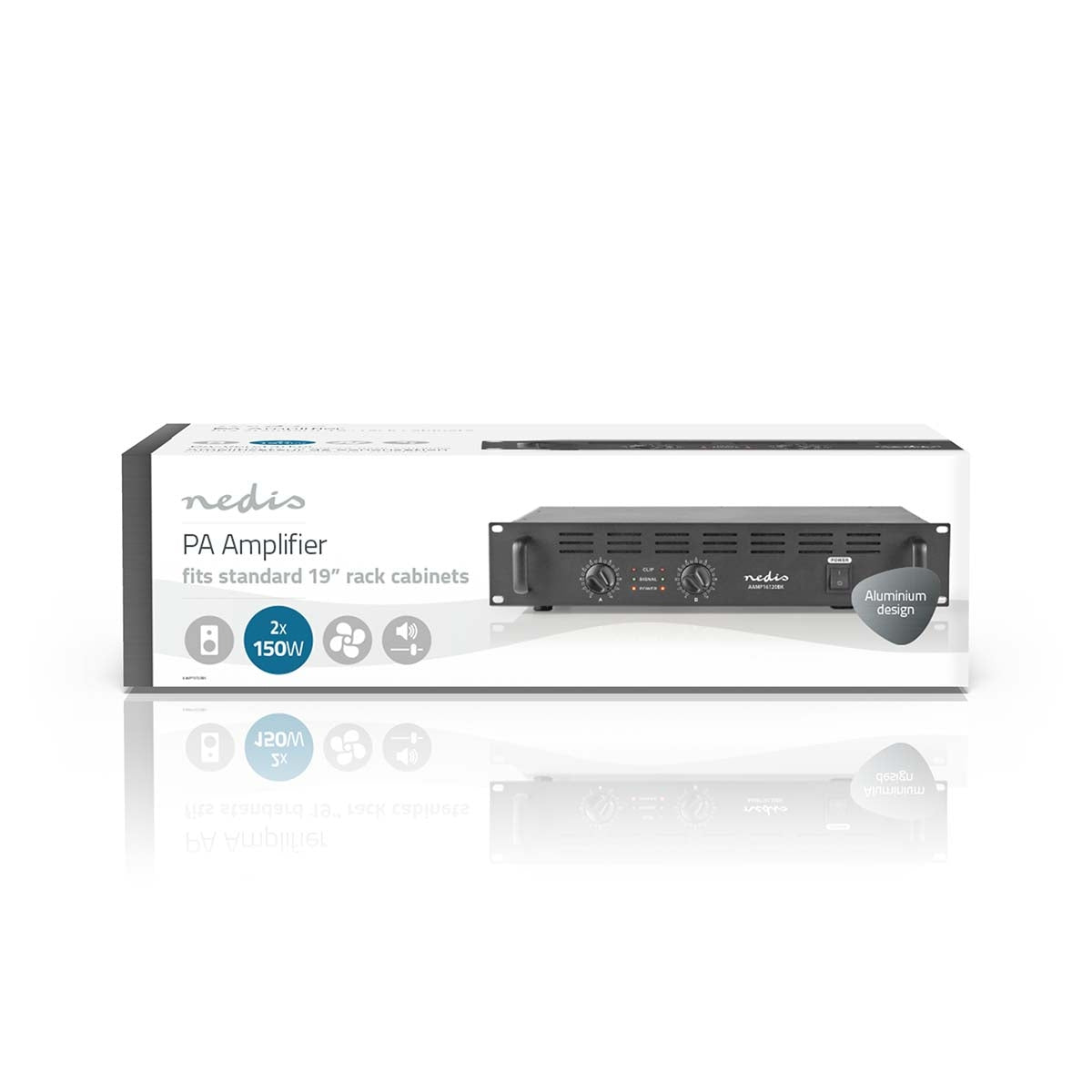 PA Amplifier | RMS output: 2x 100 W @ 8 Ohm / 2x 150 W @ 4 Ohm | 2 Channels | 2U | 19" rack mountable | Metal | Black