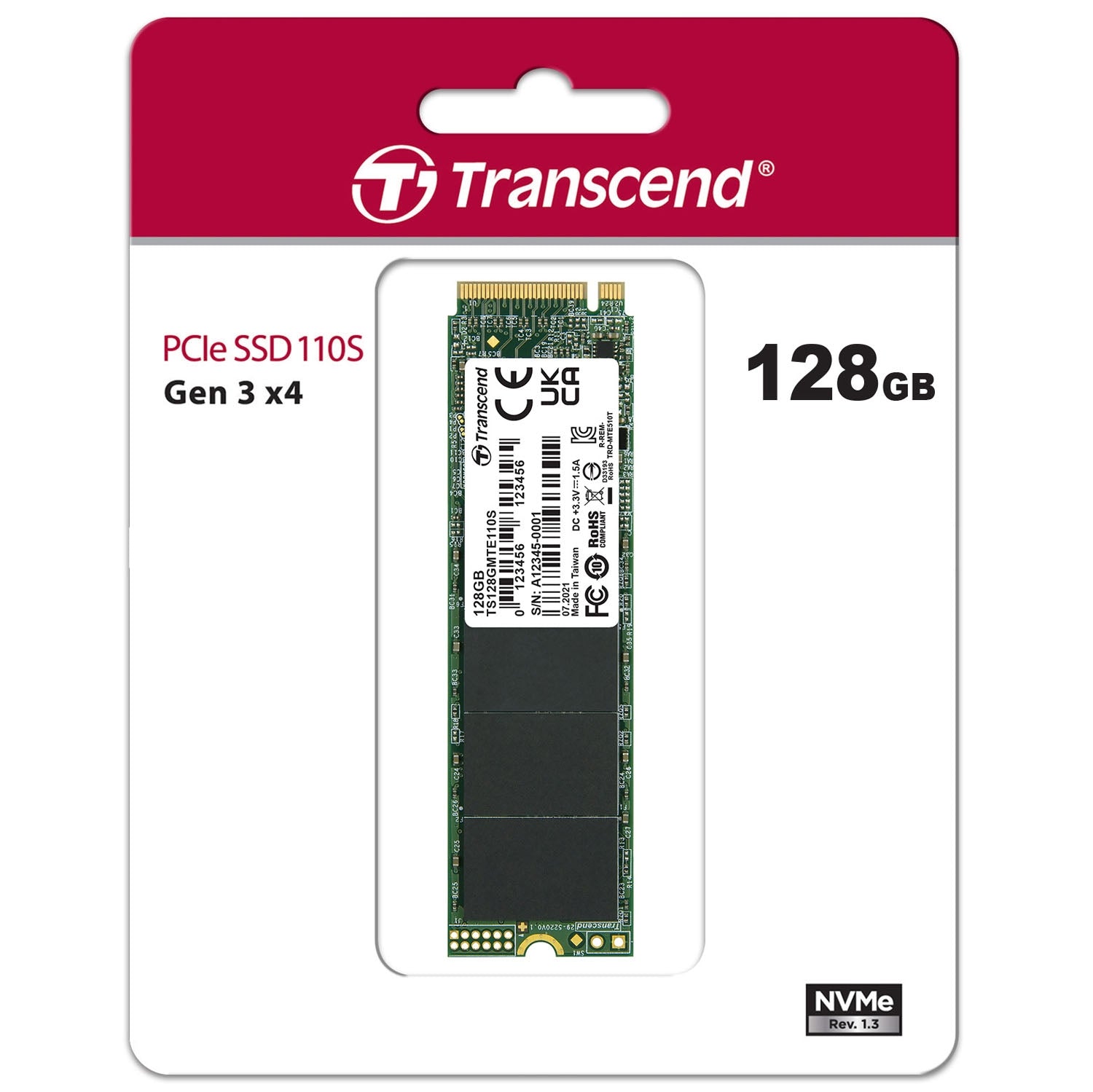 PCIe M.2 SSD Gen3 x4 NVMe 128Gb (R1500/W550)