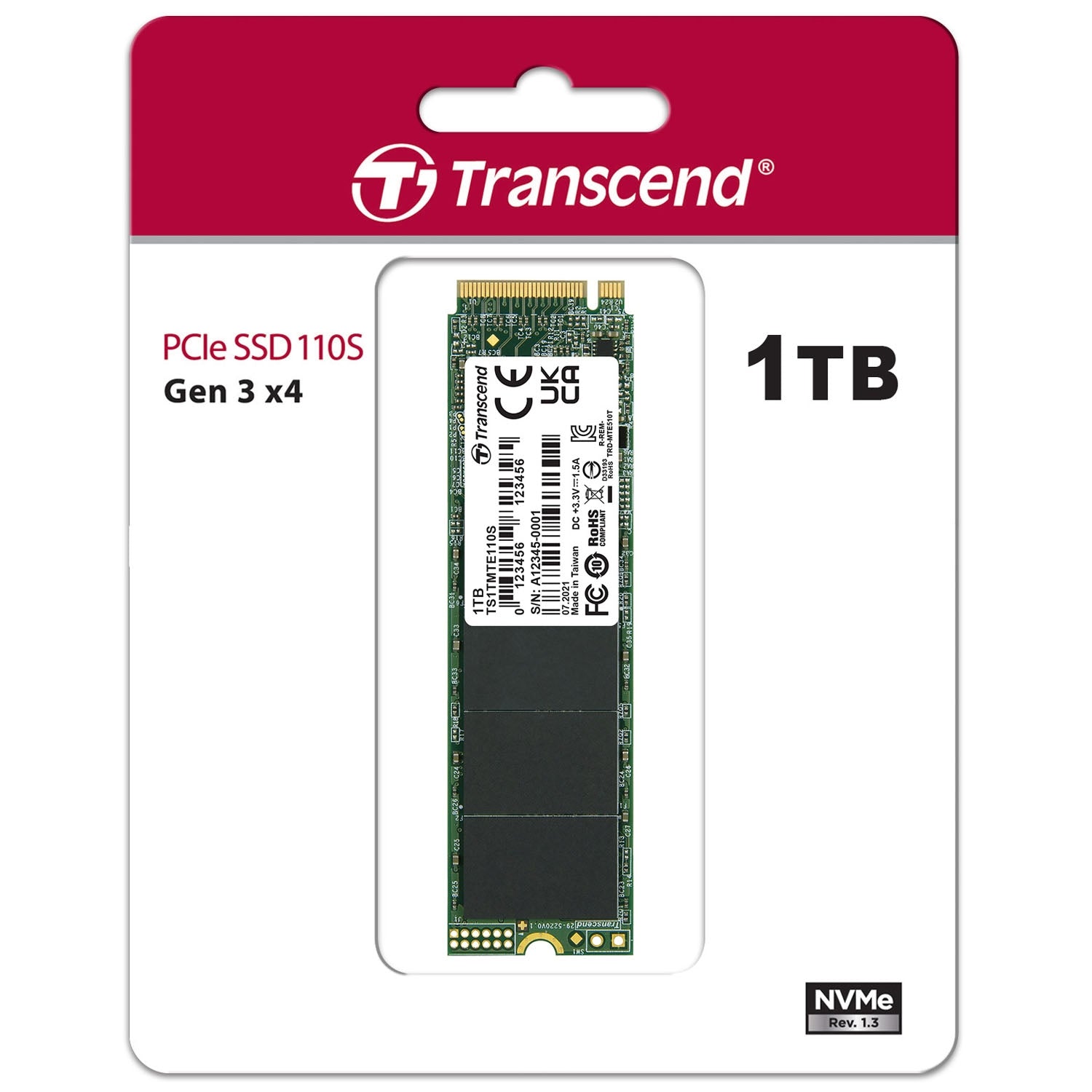 PCIe M.2 SSD Gen3 x4 NVMe 1TB (R1700/W1400)