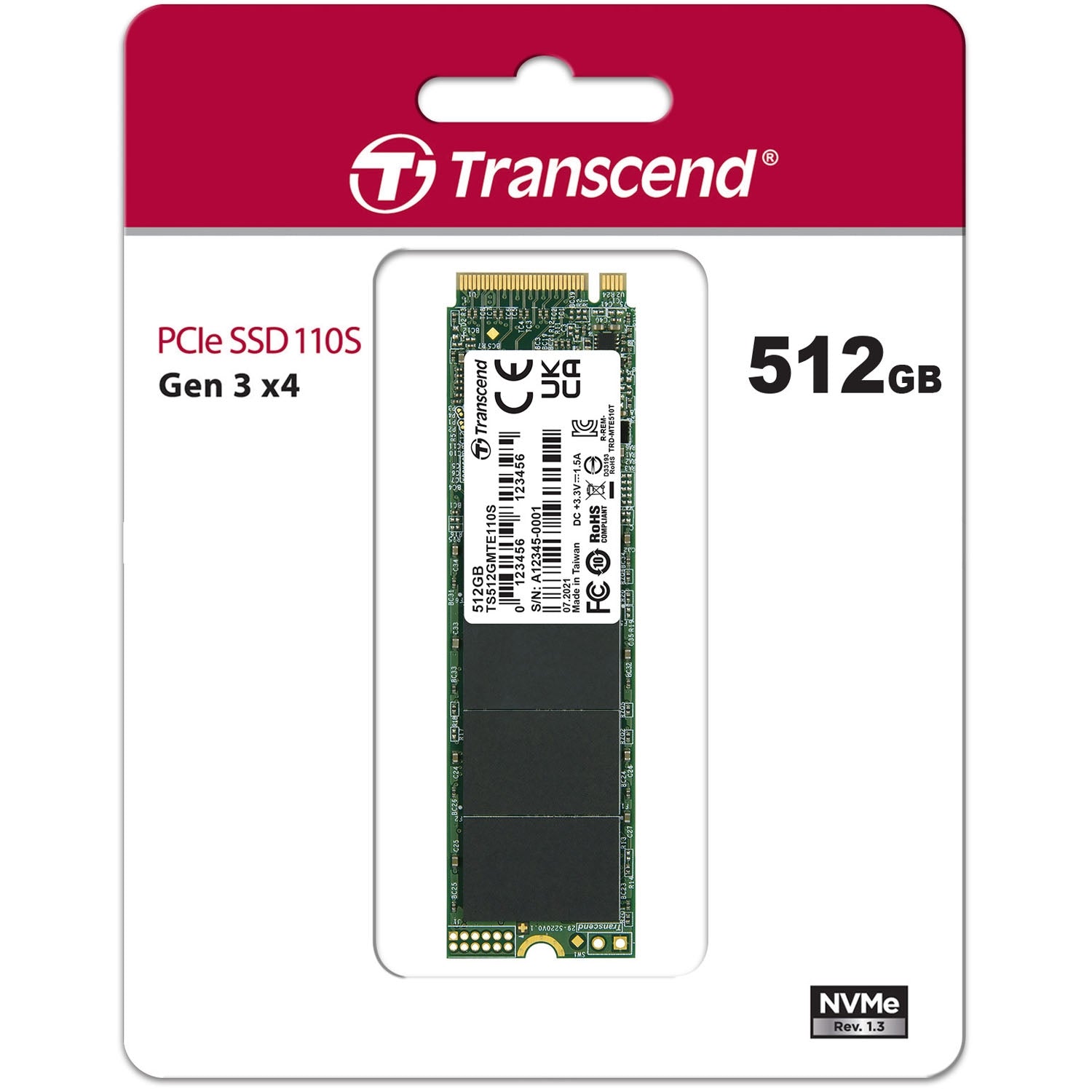 PCIe M.2 SSD Gen3 x4 NVMe 512Gb (R1700/W1400)
