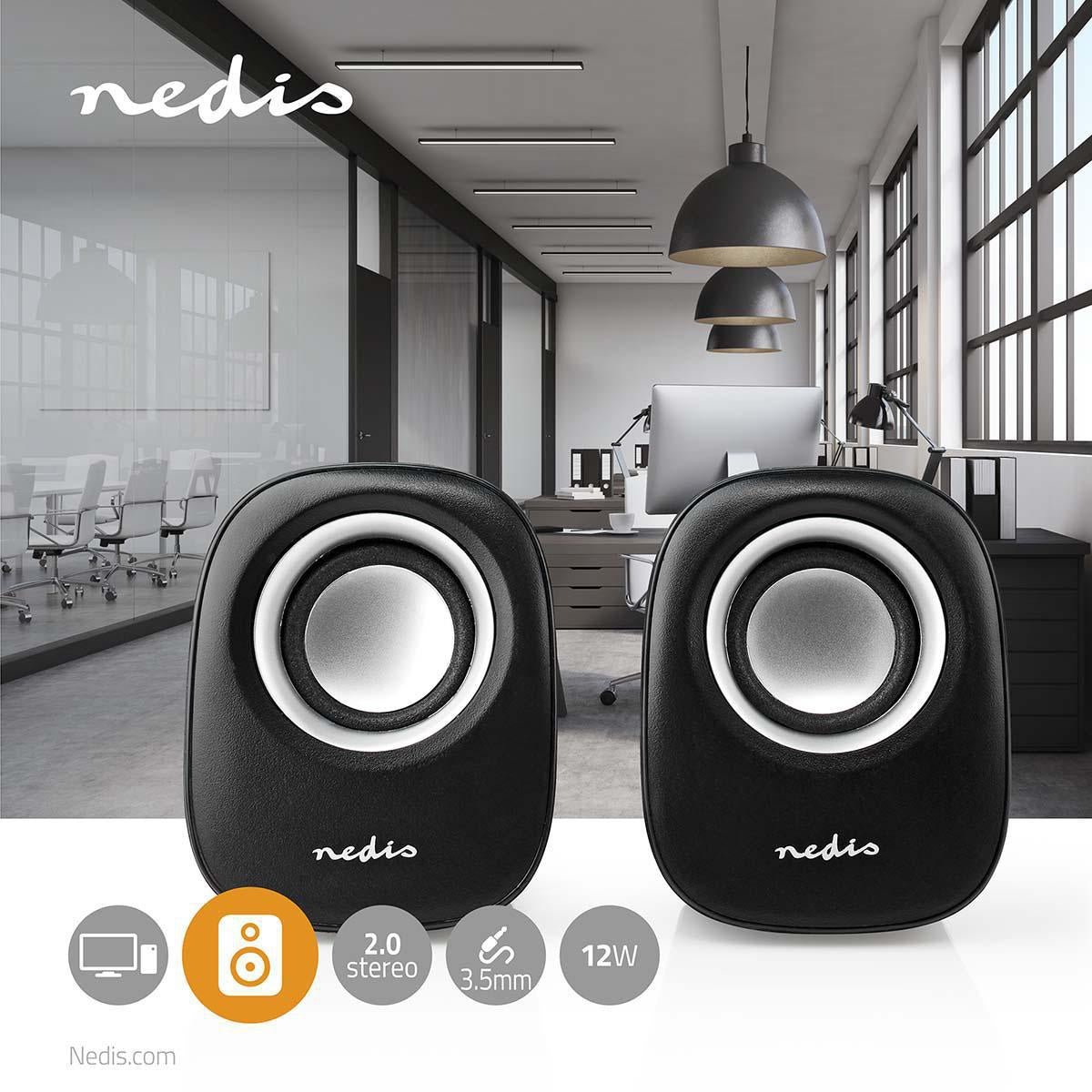 PC Speakers | 2.0 | 12 W| 3.5 mm Male | USB Power | Volume control