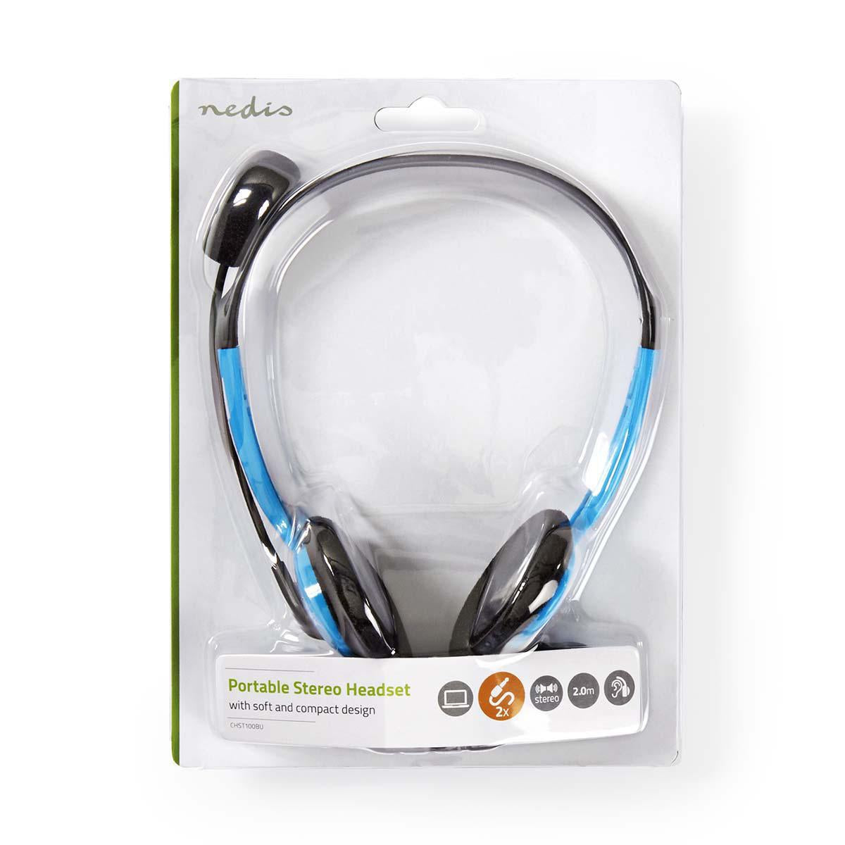 PC headset | On-Ear | Stereo | 2x 3.5mm | Foldable Microphone | Blue