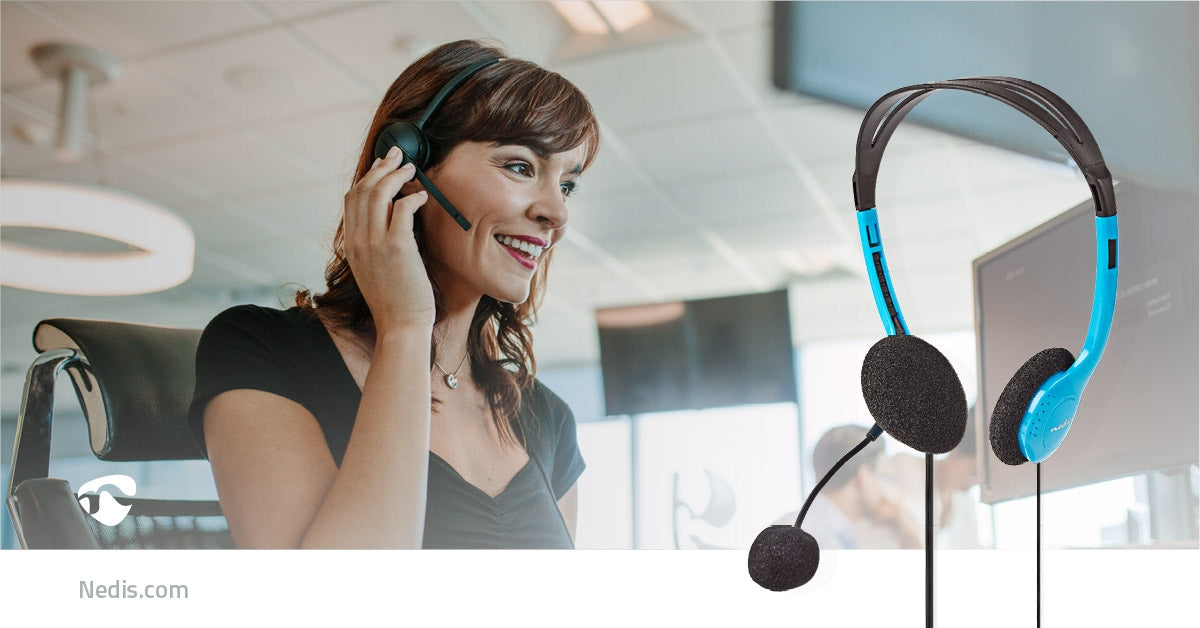 PC headset | On-Ear | Stereo | 2x 3.5mm | Foldable Microphone | Blue