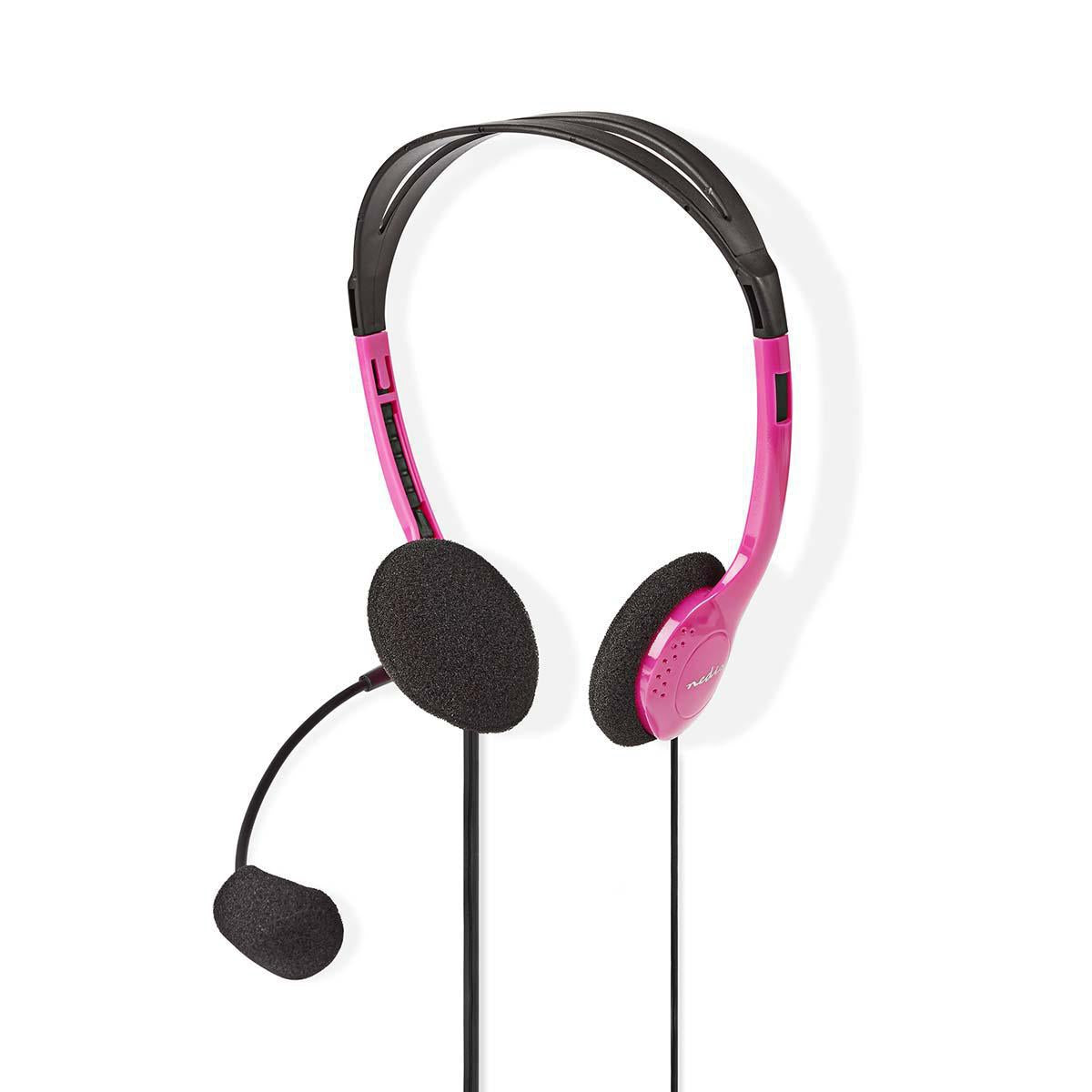 PC headset | On-Ear | Stereo | 2x 3.5mm | Foldable Microphone | Pink