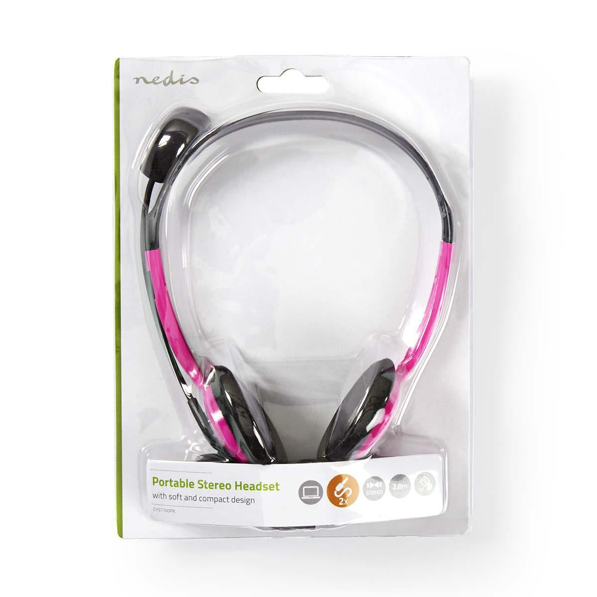 PC headset | On-Ear | Stereo | 2x 3.5mm | Foldable Microphone | Pink