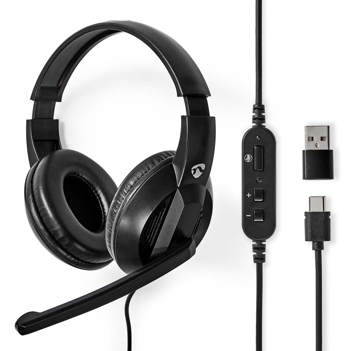 PC headset | Over-Ear | Stereo | USB Type-A / USB Type-C™ | Foldable Microphone | Black