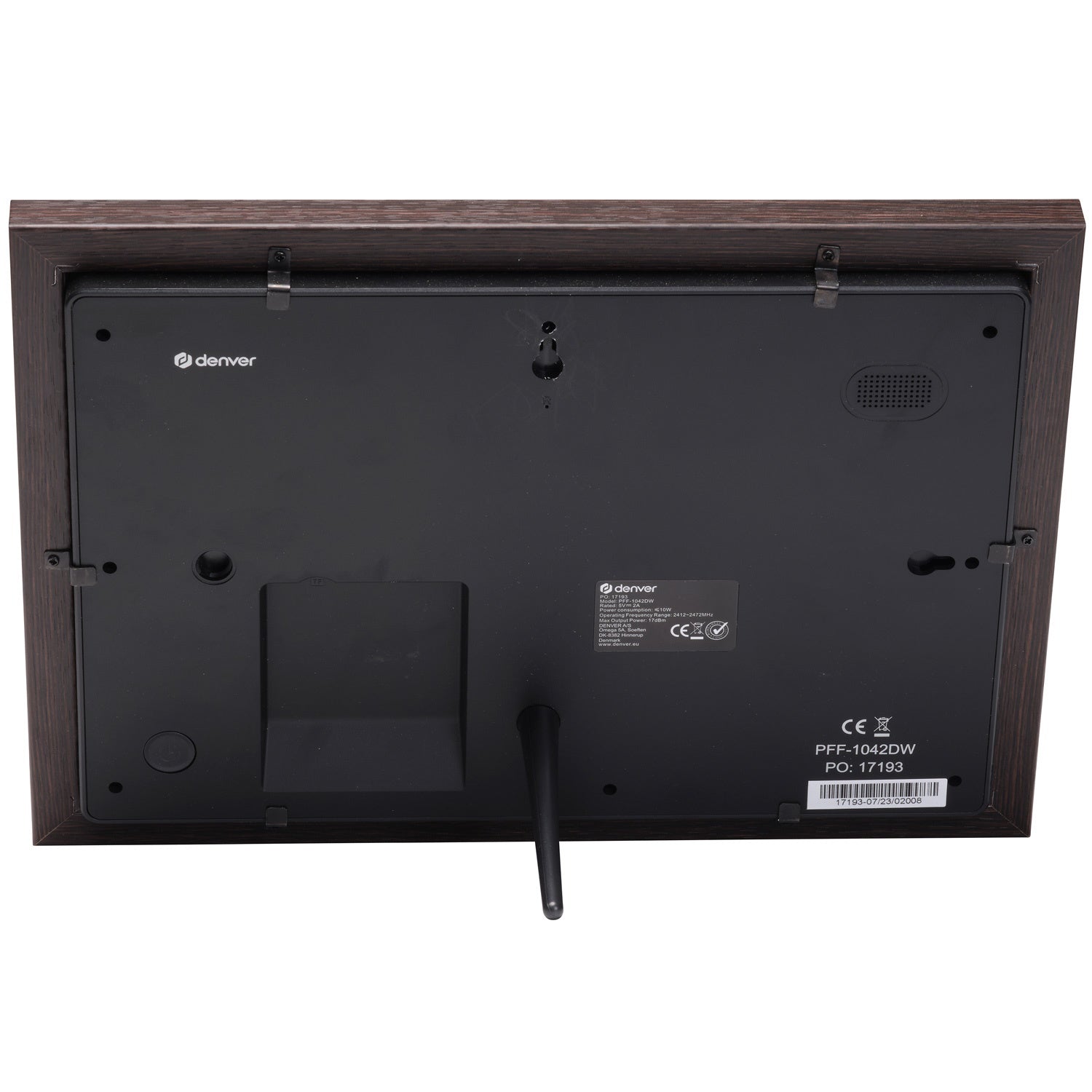 PFF-1042DW 10.1” digital Wi-Fi photo frame with FRAMEO software. Dark wood frame.