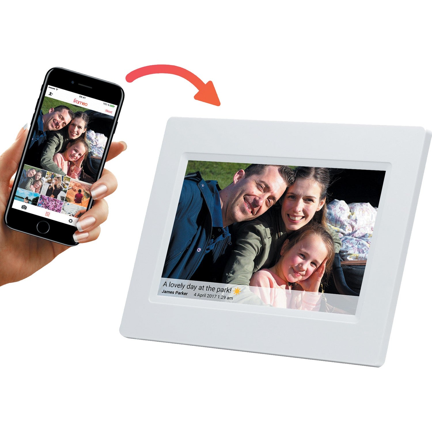 PFF-710WHITE Frameo Digital Photo Frame White 7"