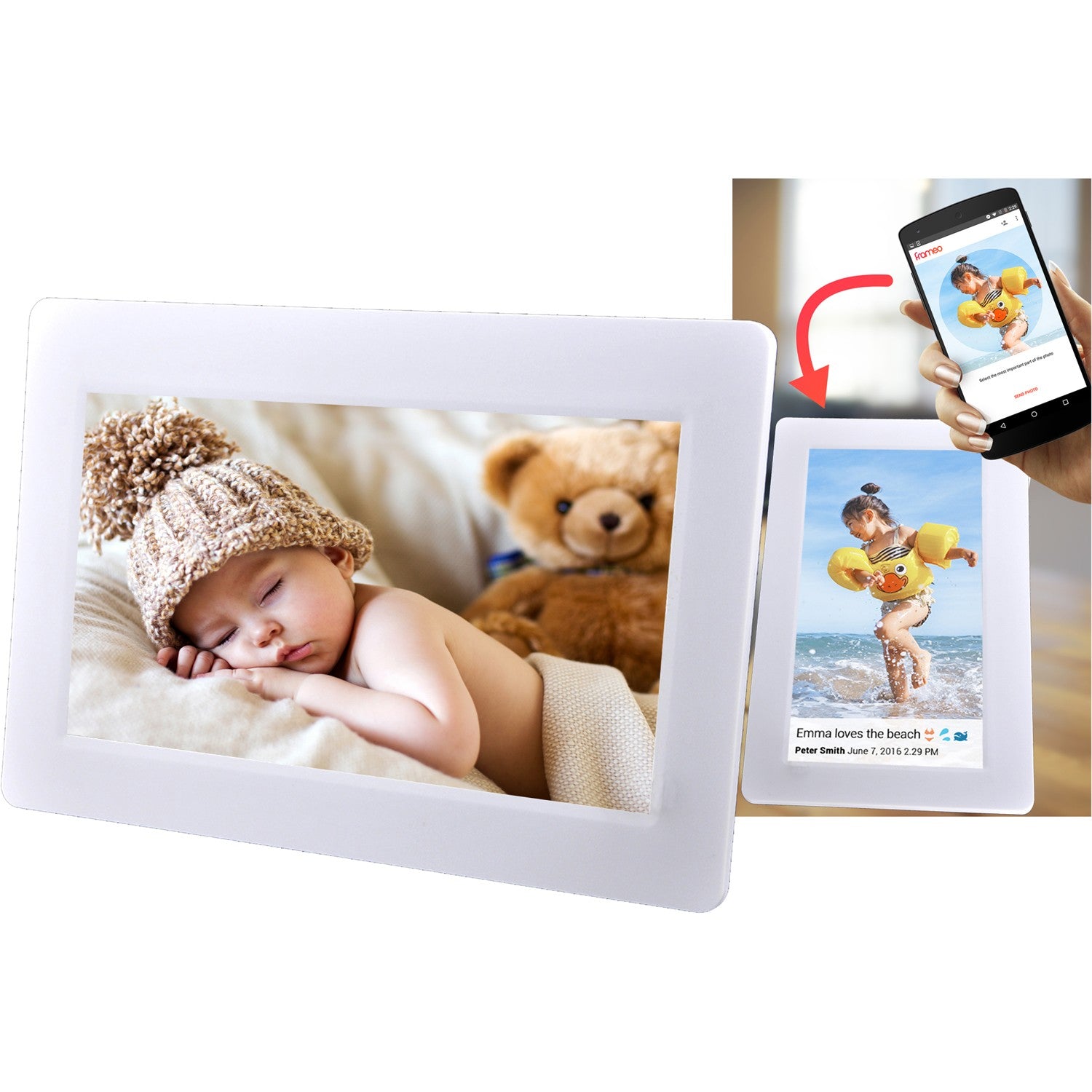 PFF-710WHITE Frameo Digital Photo Frame White 7"