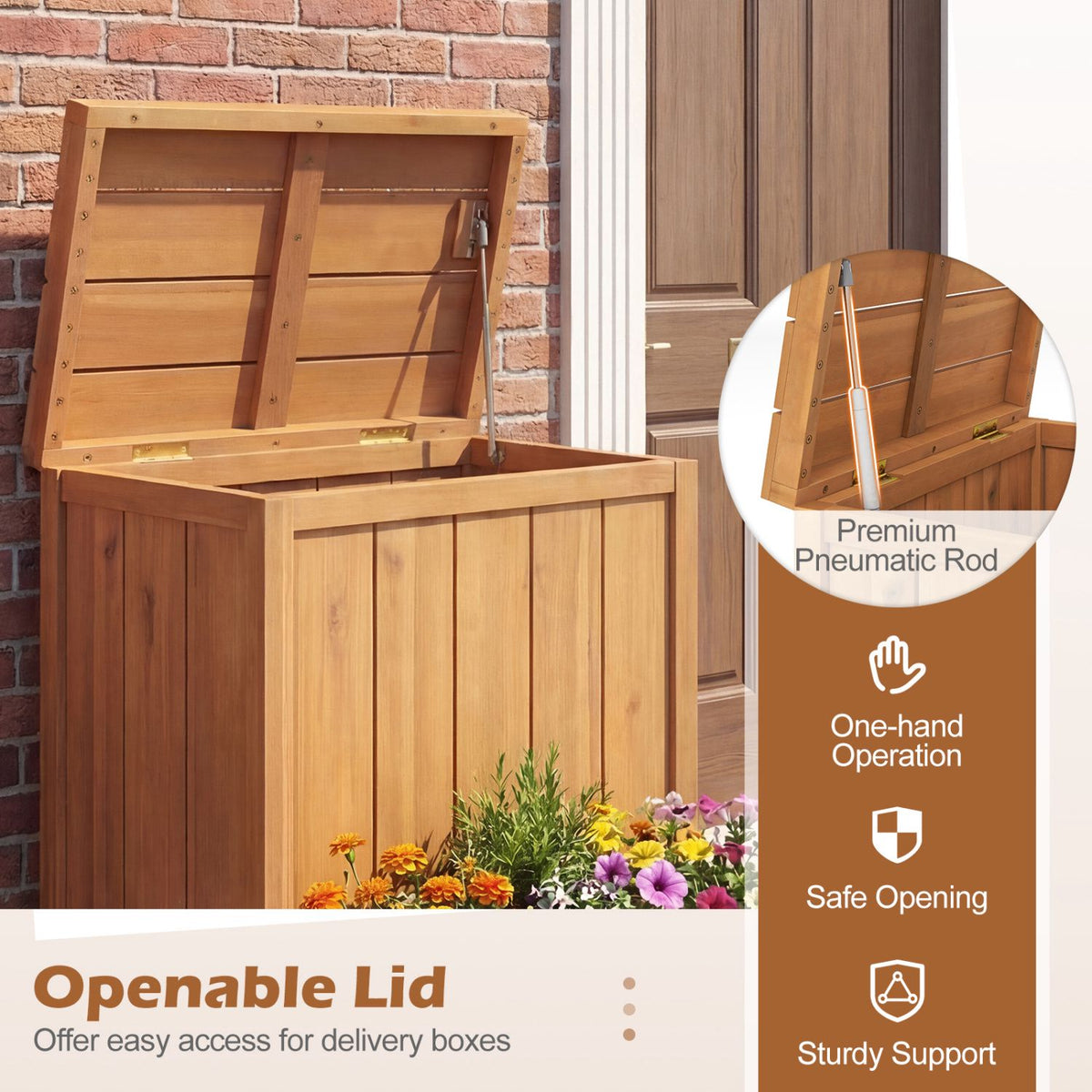 Package Delivery Box With Planter, Acacia Wood Storage