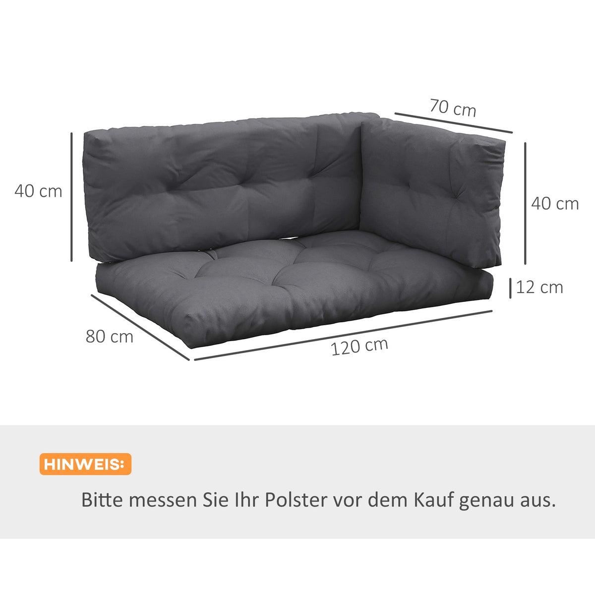 Pallet Cushion Set Of 3 Bench Cushion Seat Cushions With Uv Protection Garden Bench Cushion Cushion For Garden Balcony Dark Gray
