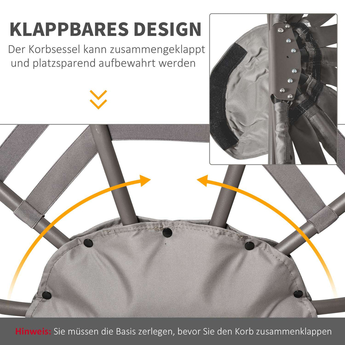 Papasan Chair Garden Chair 2 Baskets Cushions Oval Lounge Chair Foldable Balcony Patio Sand Brown Steel 118X75X139Cm