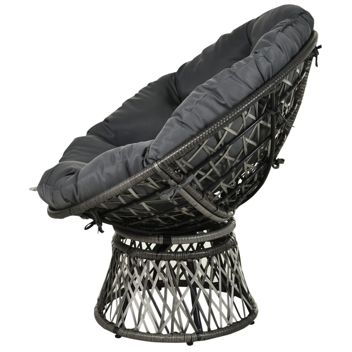 Papasan chair wicker chair with upholstery 360 degree rattan gray W87 x D97 x H86 cm