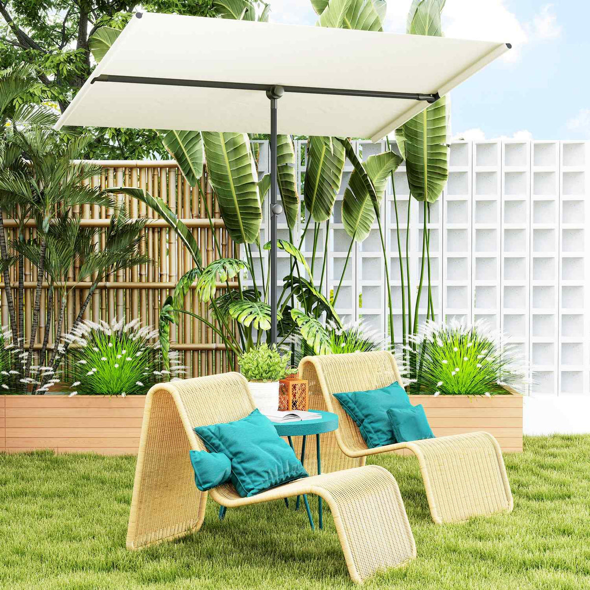 Parasol 180 Degree Rotatable Height Adjustable Garden Umbrella with Aluminum Pole Market Umbrella Sun Protection Umbrella Cantilever Parasol Balcony Umbrella Parasol for Balcony 150 x 205 cm Beige