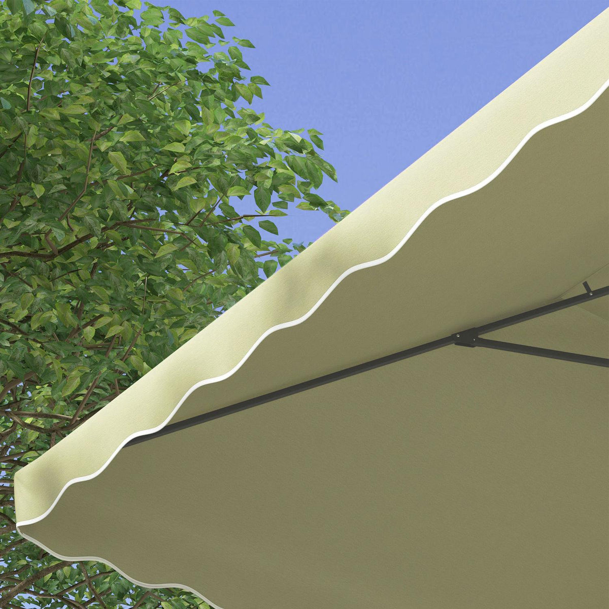 Parasol 243X243Cm Balcony Umbrella With Uv Protection, Cantilever Umbrella With Double Roof & Cross Base, Ruffles, 4 Struts, Metal