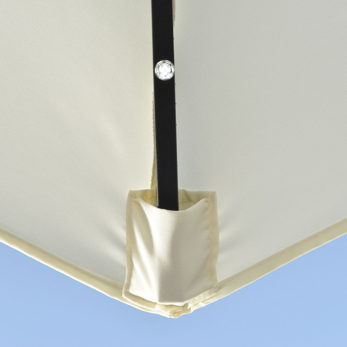 Parasol 265 X 240 Cm Half Umbrella Balcony Umbrella With Led Half Round Patio Umbrella With Hand Crank Solar Panel For Garden Metal Beige