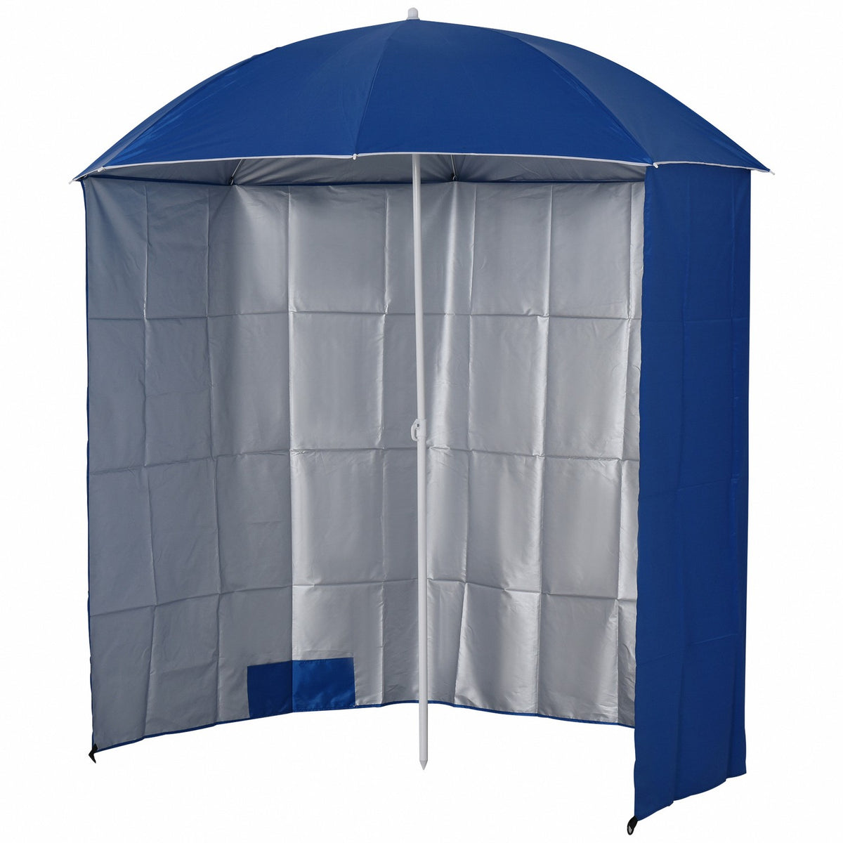 Parasol Beach Umbrella With Side Wall, Polyester, Blue, 2.2Xh2.2M