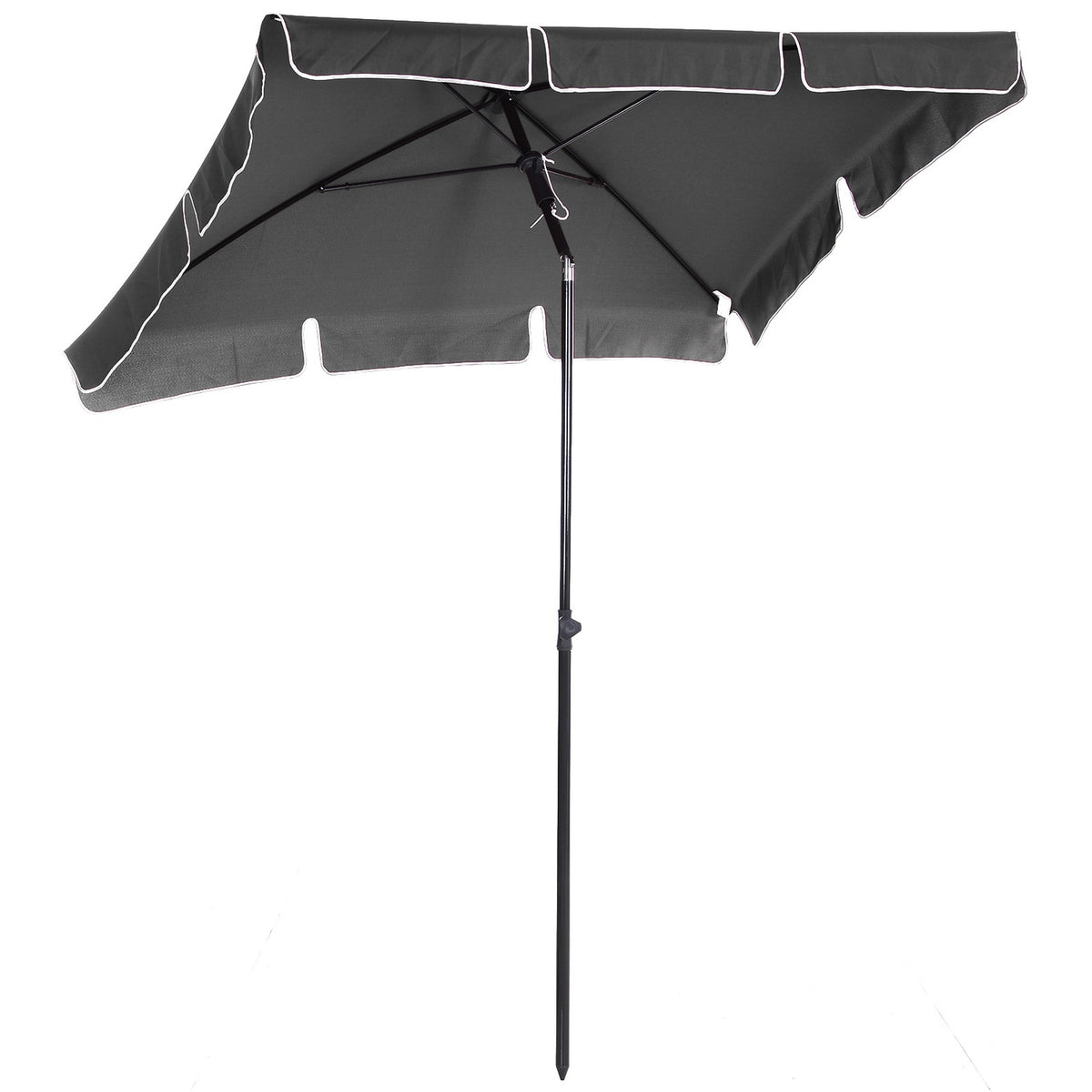 Parasol Beach Umbrella With Uv Protection, Foldable For Garden & Balcony, Gray & Black