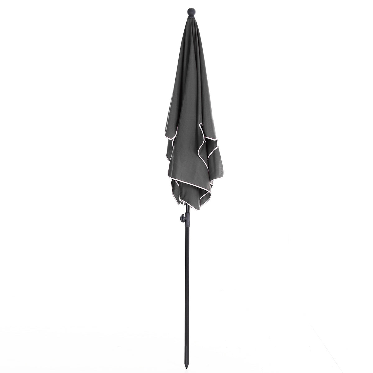 Parasol Beach Umbrella With Uv Protection, Foldable For Garden & Balcony, Gray & Black