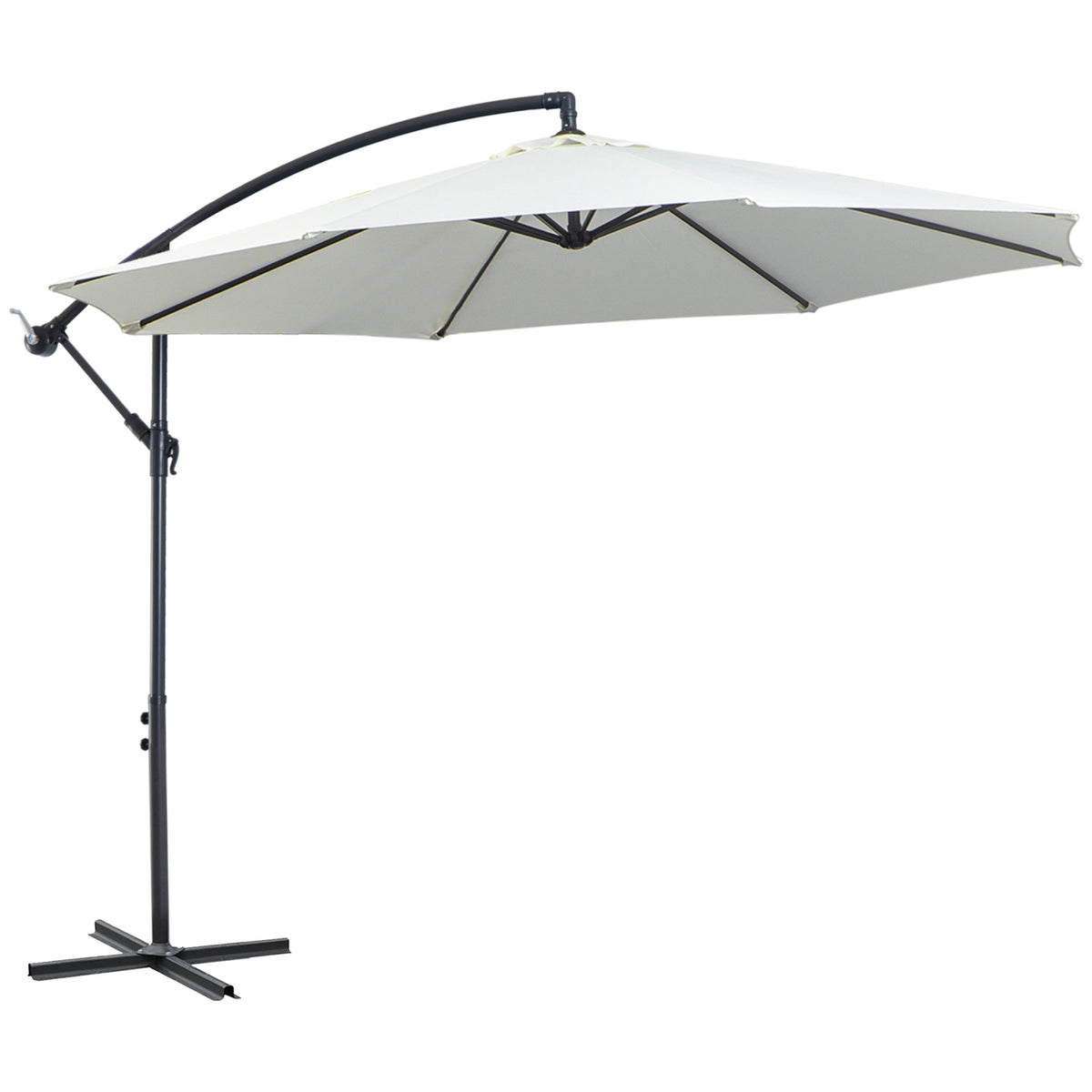 Parasol Cantilever Parasol With Crank, Steel Frame & Polyester Fabric, Cream, Ø3X2.5M