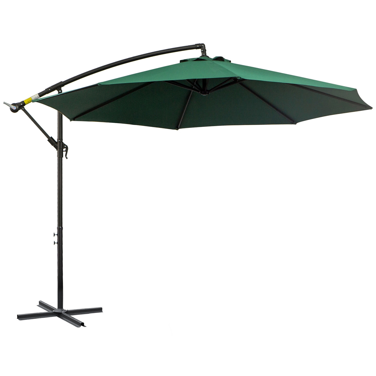 Parasol Cantilever Parasol With Crank, Steel Frame & Polyester Fabric, Green, Ø2.95X2.45M