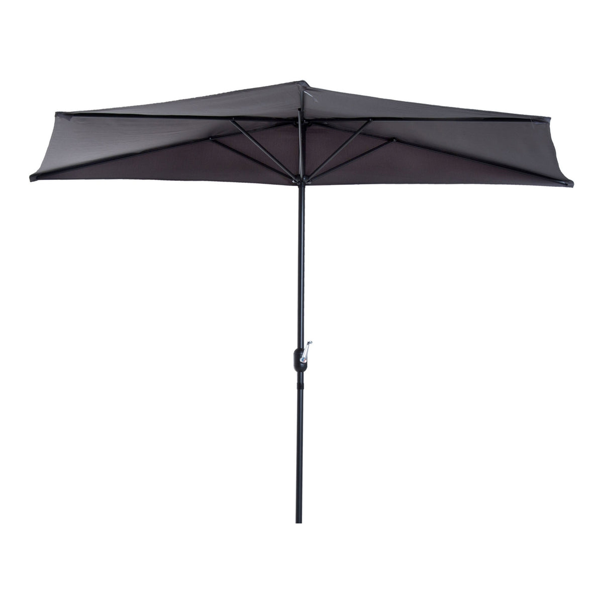 Parasol Crank Umbrella Garden Umbrella Market Umbrella Metal Half Round Gray + Black
