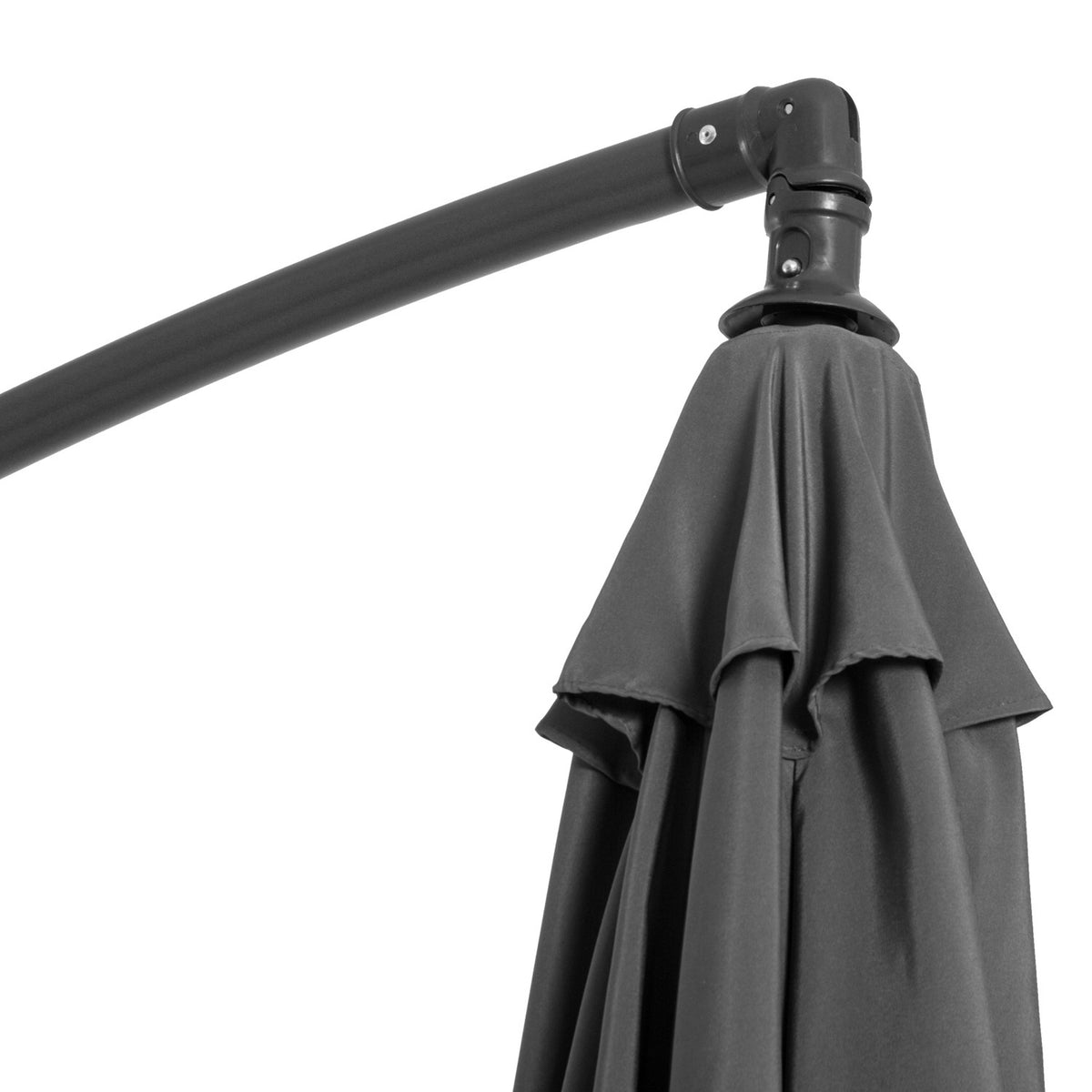 Parasol Crank Umbrella With Steel Frame & Polyester Fabric, Gray, Ø2.95X2.45M