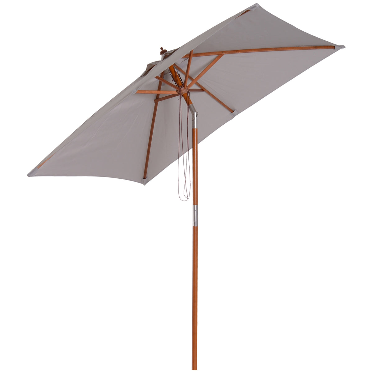 Parasol Foldable Garden Umbrella Made Of Fir Wood, Adjustable To 3 Levels, Grey, 200X150X230Cm