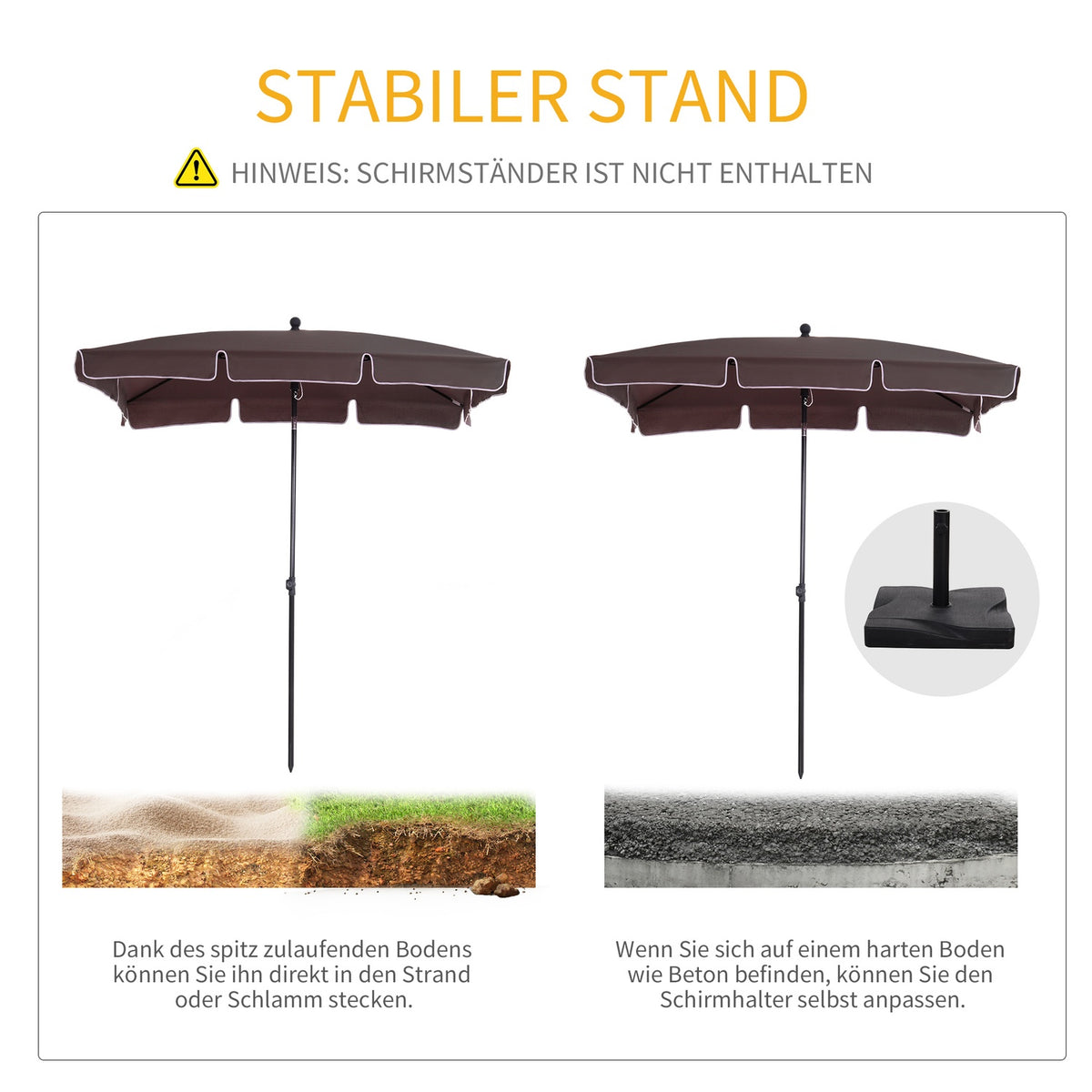 Parasol Garden Umbrella Foldable With Uv Protection, Ideal For The Beach And Balcony, Coffee Brown And Black