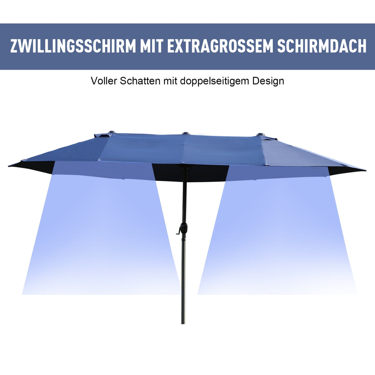 Parasol Garden Umbrella Market Umbrella Double Parasol Patio Umbrella With Hand Crank Blue Oval 460 X 270 X 240 Cm
