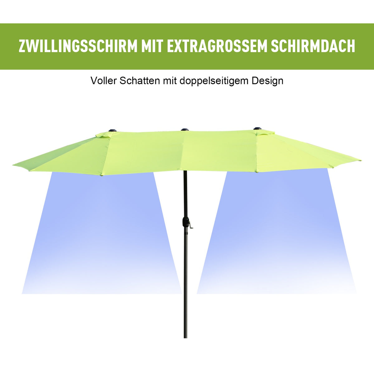Parasol Garden Umbrella Market Umbrella Double Parasol Patio Umbrella With Hand Crank Green Oval 460 X 270 X 240 Cm