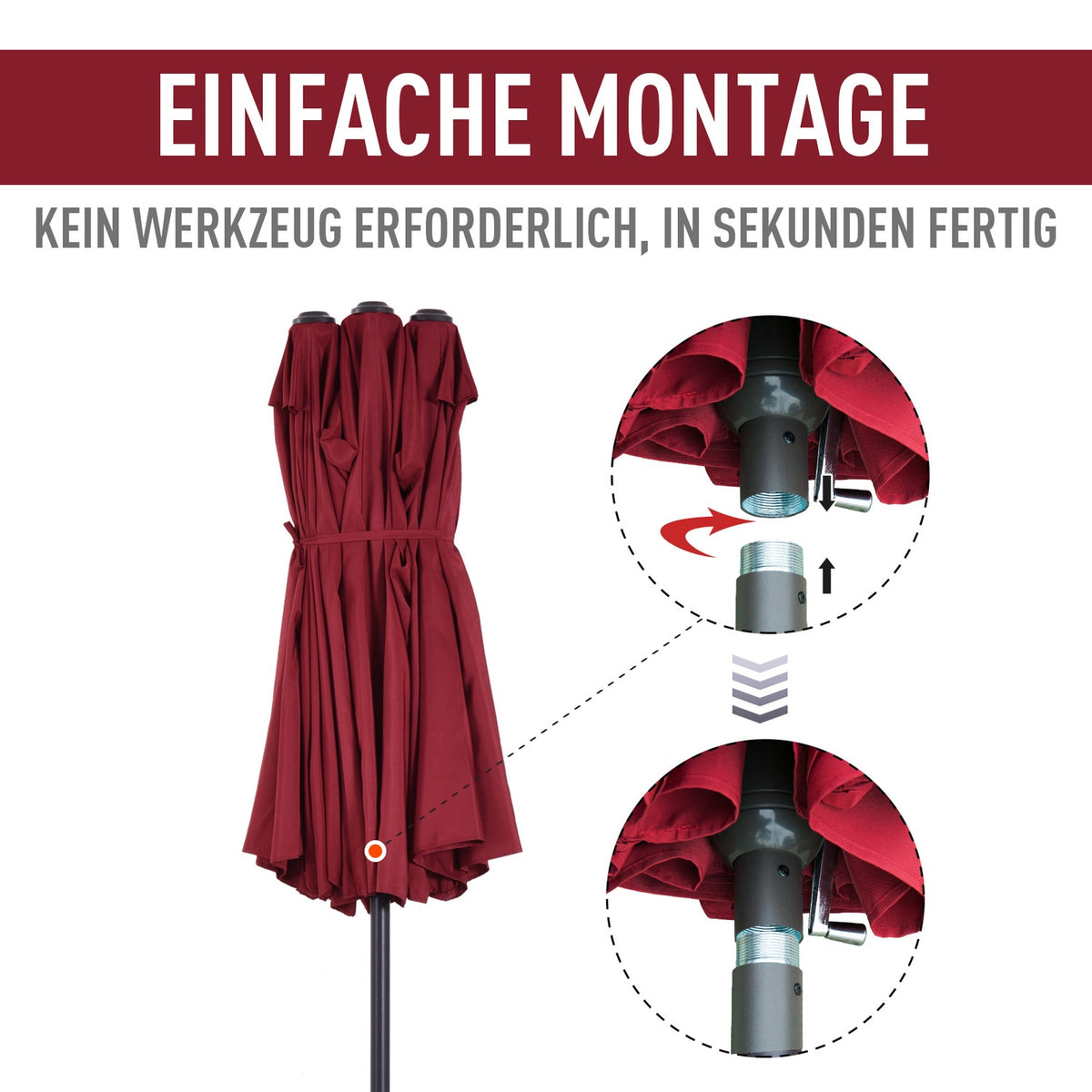 Parasol Garden Umbrella Market Umbrella Double Parasol Patio Umbrella With Hand Crank Wine Red Oval 460 X 270 X 240 Cm